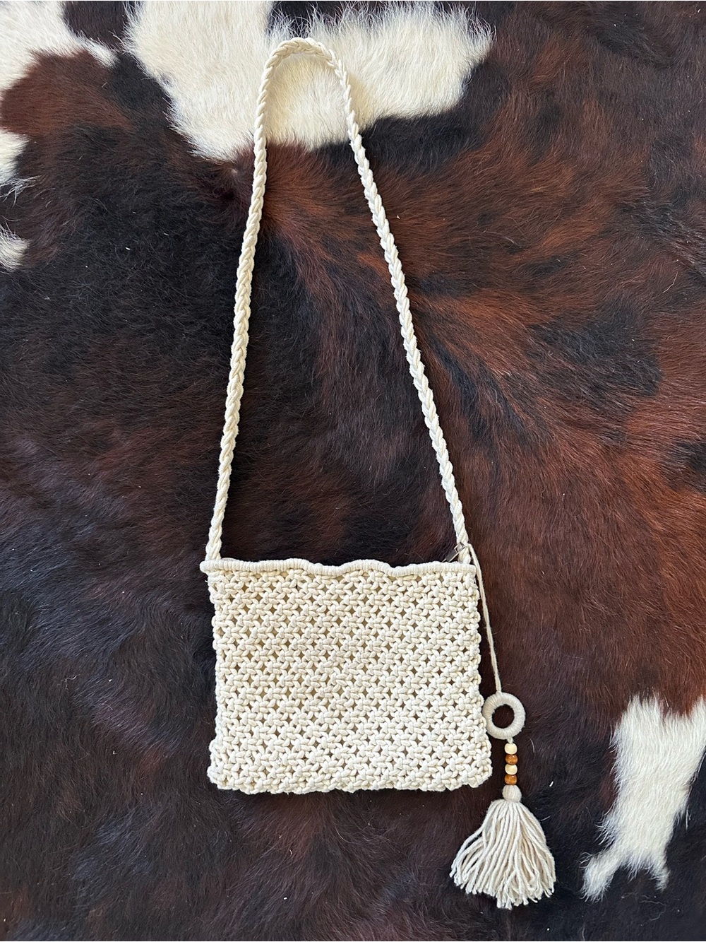 Macrame Crossbody Bag with Tassel